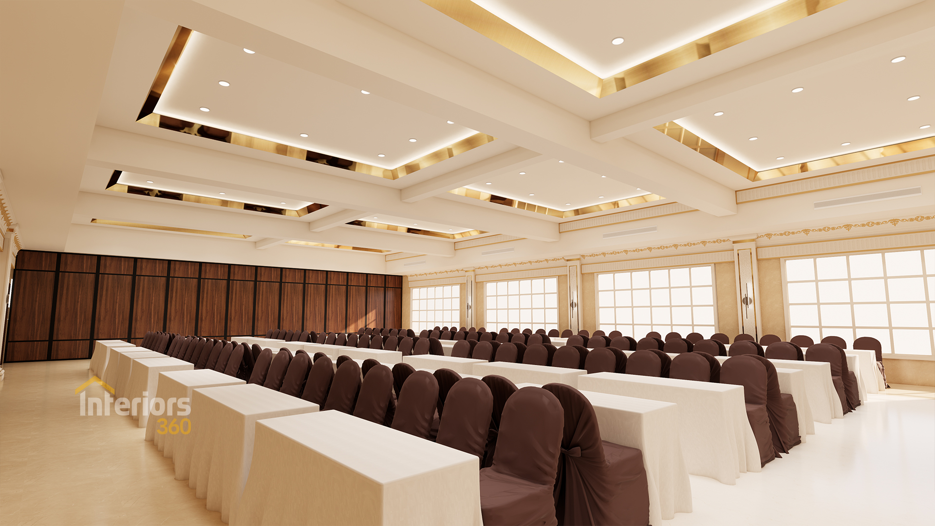 Contemporary banquet hall interior design in Chennai by Interiors360