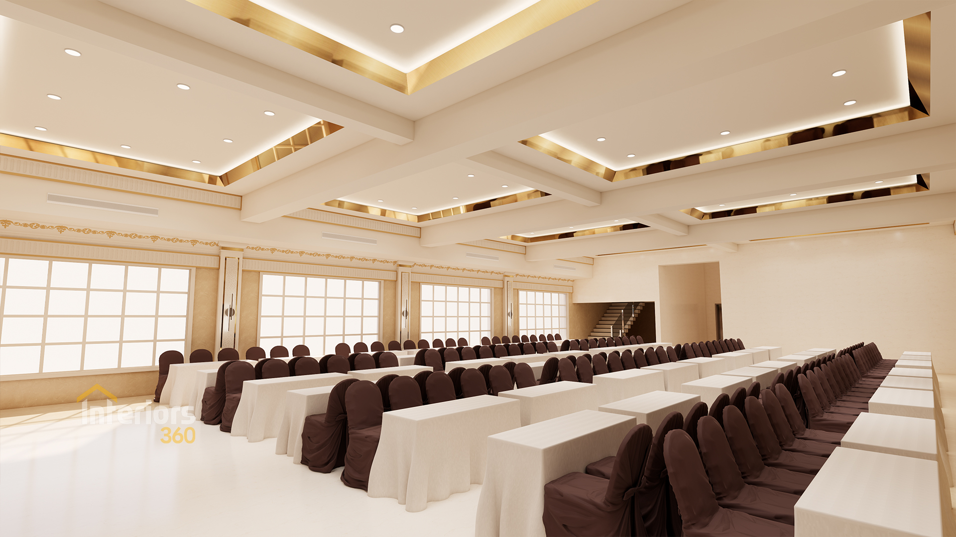 Luxury banquet hall interior design in Chennai by Interiors360