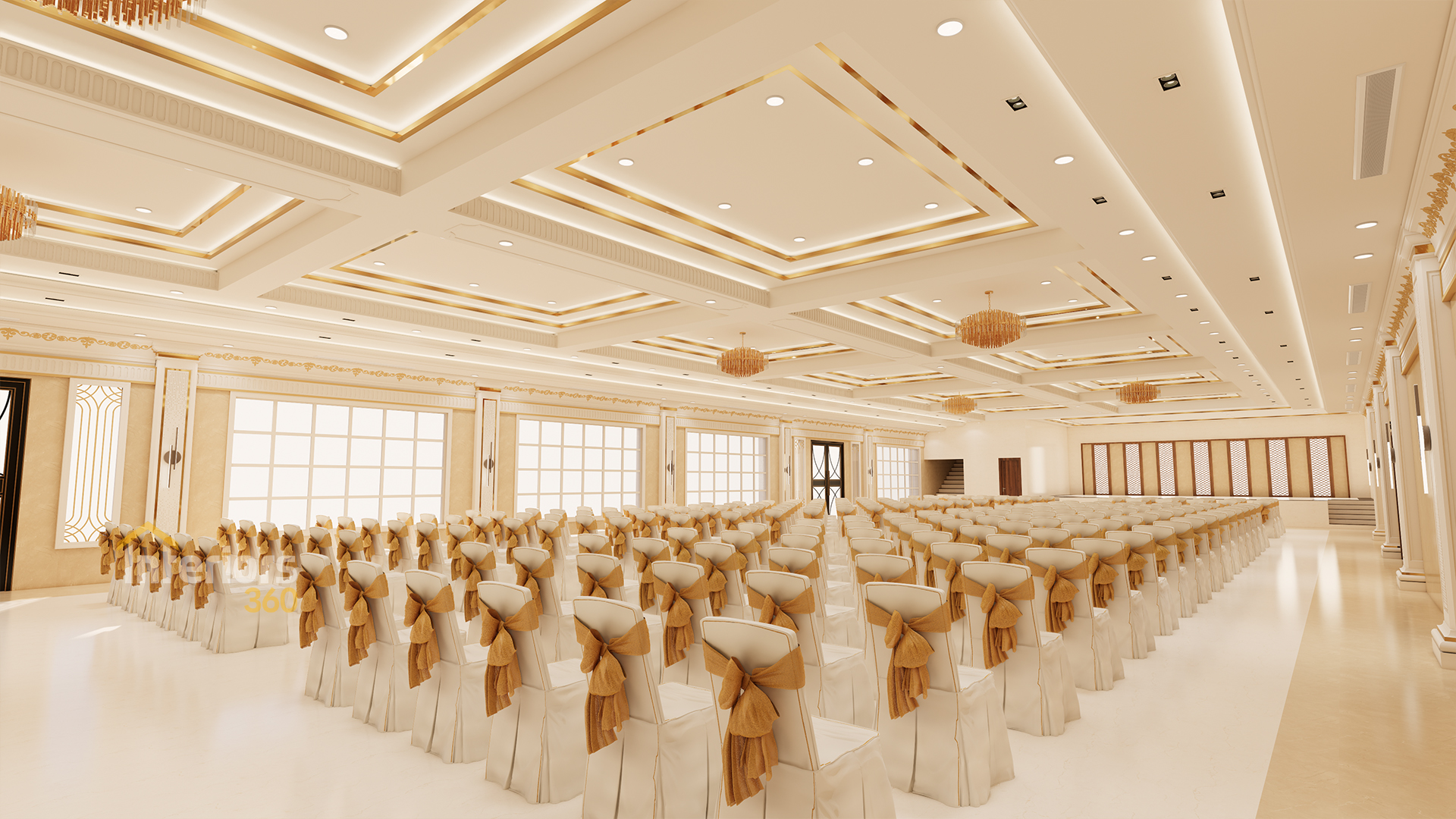 Sophisticated banquet hall interior design in Chennai