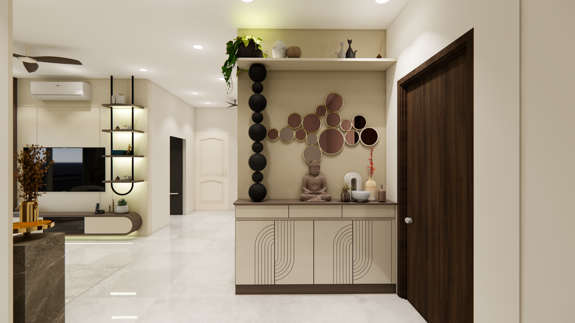 Contemporary foyer interior design in Chennai by Interiors360