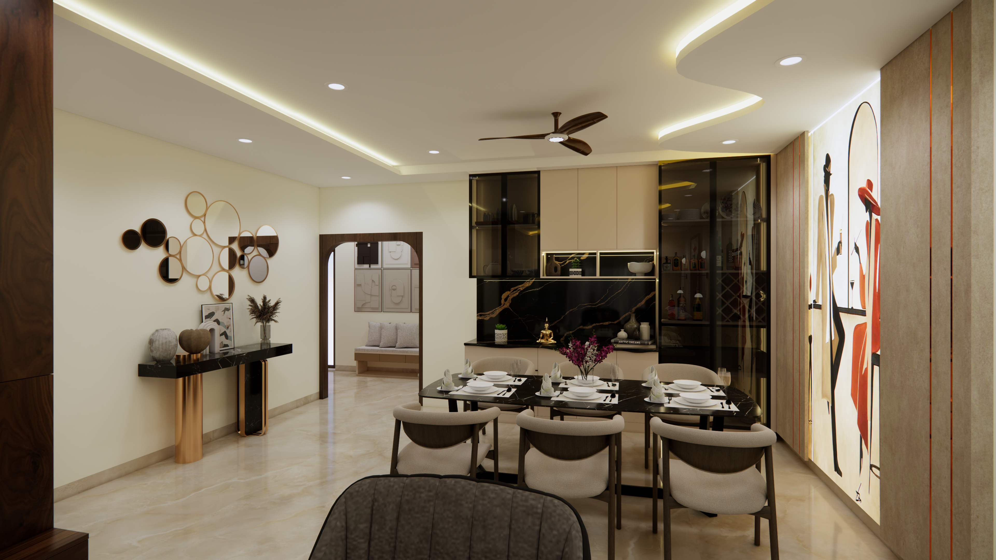 Contemporary luxury apartment interior design in Chennai by Interiors360