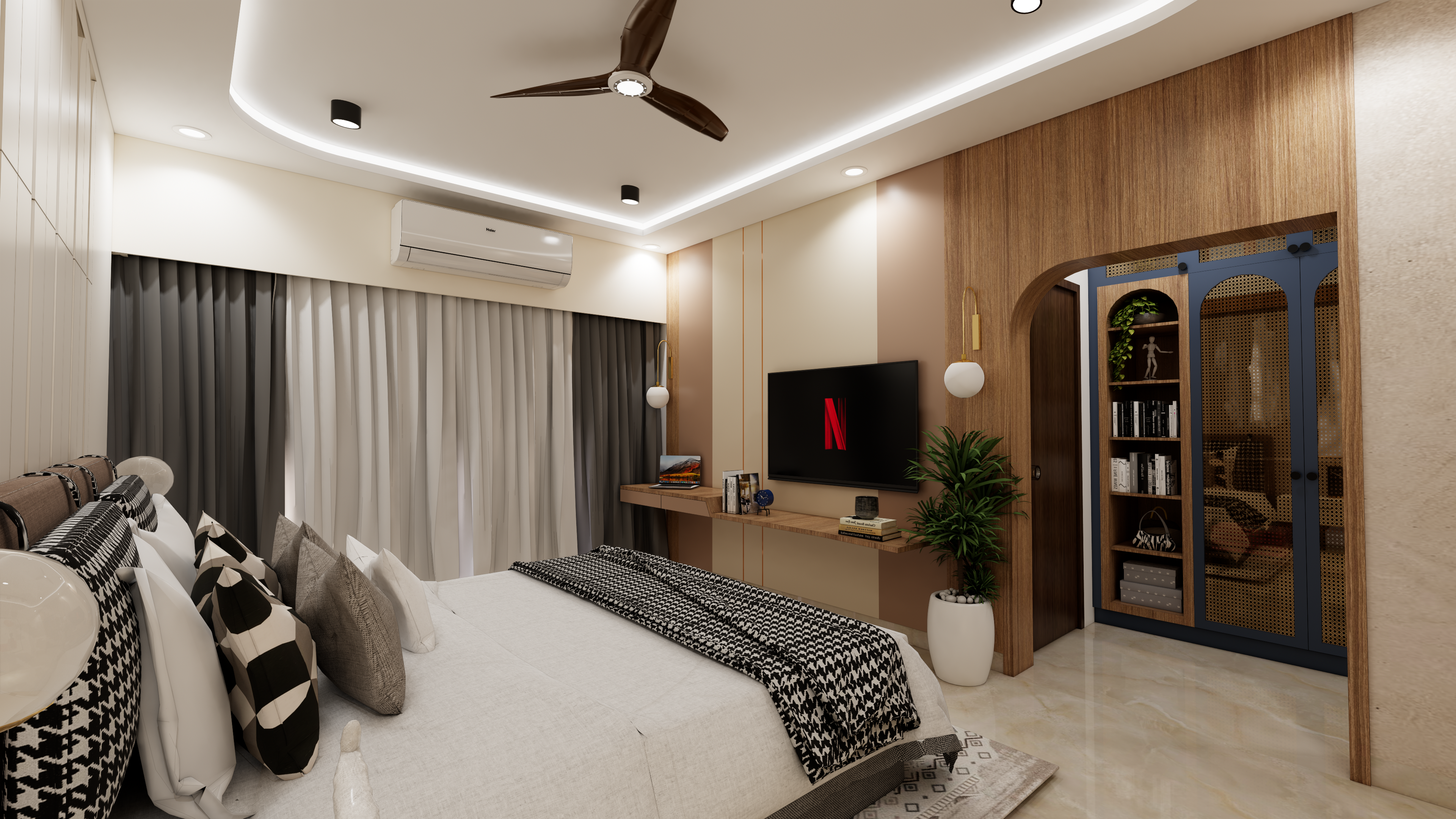 Contemporary luxury apartment interior design in Chennai by Interiors360