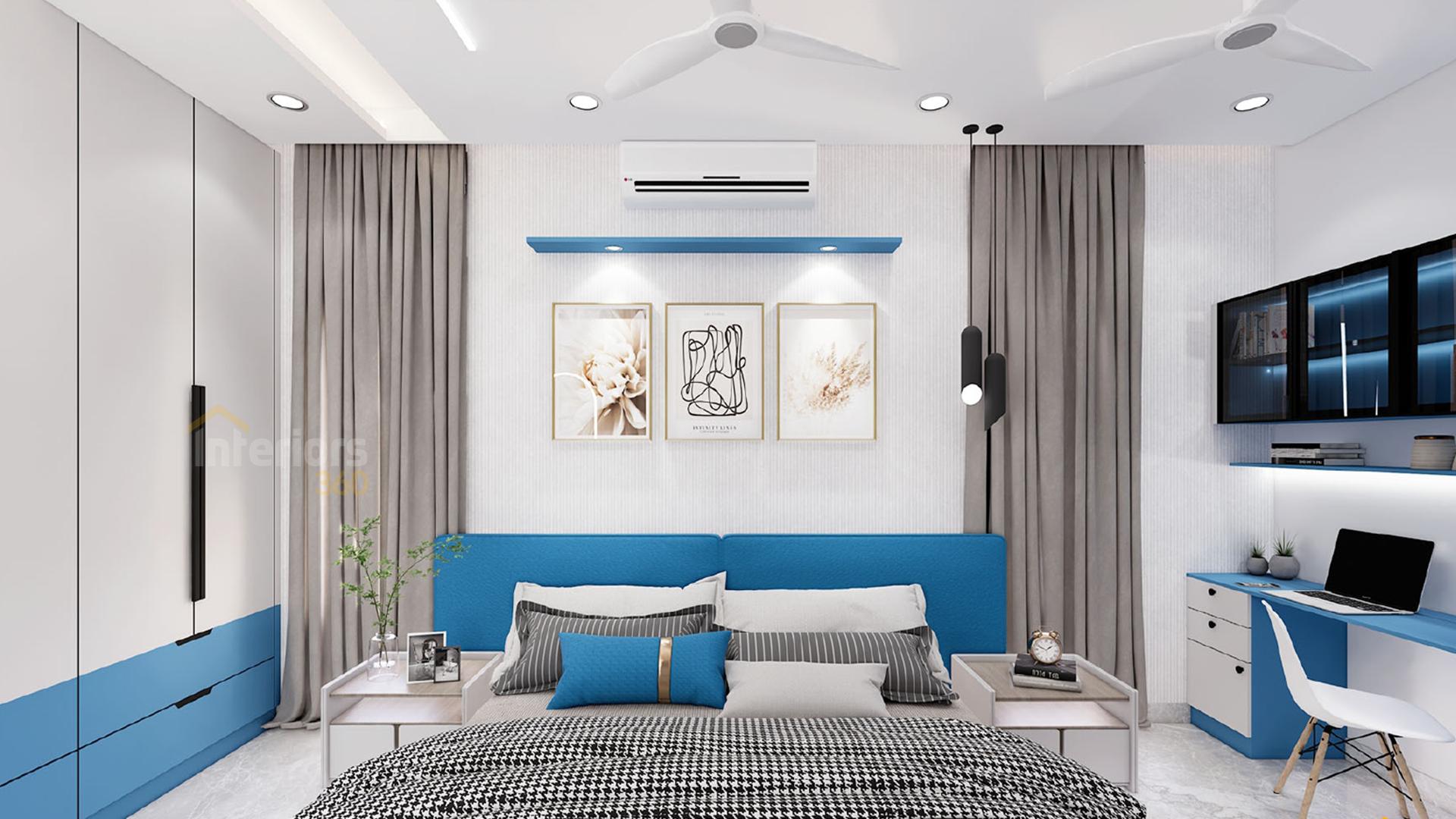 Modern luxury villa bedroom interior design in Chennai